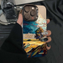 Coque de Protection Rizière à L’huile pour iPhone - Élégance et Robustesse en Noir
