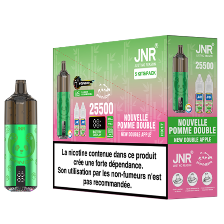 Vapoteuse E-Liquide Rechargeable JNR Panda 25500 Puffs New Double Apple Flavor