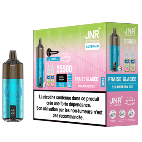 Vapoteuse E-Liquide Rechargeable JNR Panda 25500 Puffs Strawberry Ice - Long-Lasting Vaping Experience