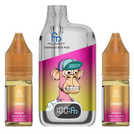 Vapoteuse E-Liquide Rechargeable Tornado BOX POD 28000 Puffs Cherry | Long-lasting Flavor