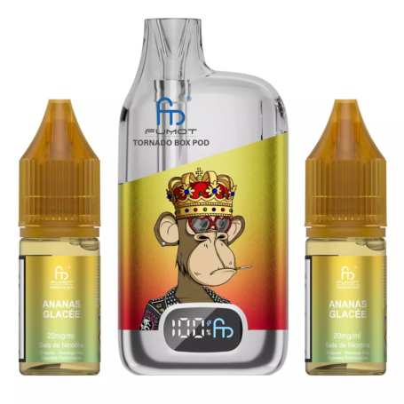 Buy Vapoteuse E-Liquide Tornado BOX POD - 28000 Puffs in Iced Pineapple Flavor - Rechargeable and Long-lasting