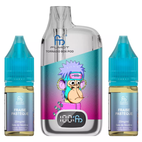 Vapoteuse Tornado BOX POD 28000 Puffs - E-Liquide Rechargeable Fraise Pastèque - Expérience Vaporeuse Ultime