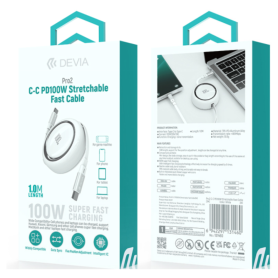 Devia Pro2 100W PD Type-C Extendable Cable 1.0M Fast Charging Durable and Compact