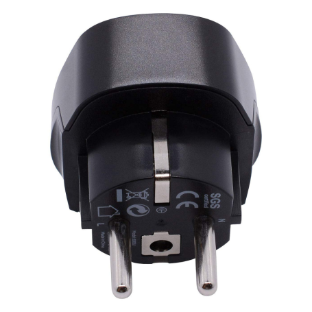 US to EU Plug Adapter 3250W 13A 250V - Black | Travel Power Converter