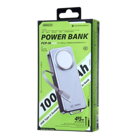 Charger, Battery Pack - Power Bank 10000mAh PD 45W with Telescopic Type-C Cable REMAX FCP-10 - Grey, wholesale price