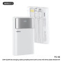 Portable Charger, Battery Pack - REMAX FC-03 10000mAh Fast Charging Power Bank 20W+22.5W with Cables and LED Light - White, whol