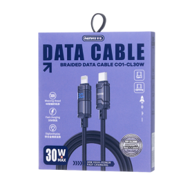Cable Charger, Power Cord - Type-C Cable for iPhone - Lightning 30W Zinc Alloy Horizontal REMAX C01-CL30W - 1.2M - Black, wholes