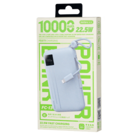 Power Bank, Portable Charger - REMAX FC-13 10000mAh 22.5W Fast Charging Power Bank with Dual Cable - Blue, wholesale price