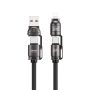 Charging Cable, USB Cable - 4-in-1 Type-C / Type-C + Lightning Zinc Alloy Braided Fast Charging Cable 240W REMAX Vanguard C1(A+C