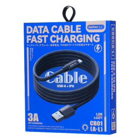 Charging Cable - A-L Lightning Cable 3A Light in Braided Aluminum Alloy with Fast Charging REMAX CB01(A-L) - 1.2M - Gray, wholes