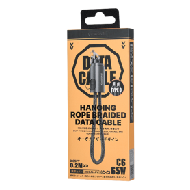 Cable, Charger - Type-C / Type-C 65W en Alliage de Zinc avec Corde Suspendue Tressé REMAX C6(C-C) - 0.2 M, wholesale price