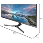 Display, Monitor - PC Screen Samsung S34J550WQR LS34J550WQRXEN 34 Ultra WQHD - 3440 x 1440 / 75 Hz - Black - Used with Charger C