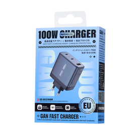 Charger, Power Adapter - GaN 100W Type C+USB-A Fast Charger - REMAX U2-ACC100W - EU - Silver, wholesale price