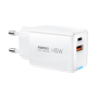Charger, Adapter - REMAX CA05(AC45W) 45W USB+Type-C GaN Fast Charger - EU - White, wholesale price