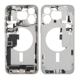Apple Smartphone, Mobile Phone - iPhone 15 Pro Titanium White Chassis without Back Glass without Battery (Original Disassembled)