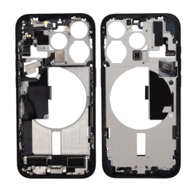 Chassis, Frame - iPhone 15 Pro Chassis without Rear Glass with Titanium without Battery Black (Original Disassembled) Grade AB, 