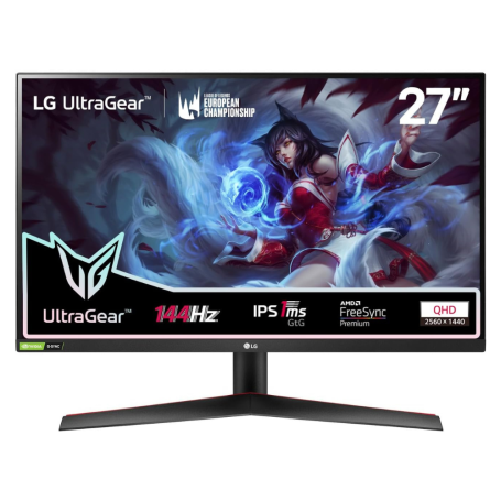 Écran, Display - Écran PC LG 27GN800-B 27GN800-B.AEU 27" QHD - 1ms GtG / 144 Hz / FreeSync - Noir - Occasion avec Chargeur Câble