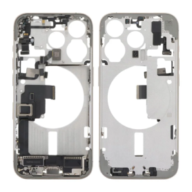 Rear Housing, Frame - iPhone 15 Pro Rear Chassis Natural Titanium without rear glass without Battery(Original Dismantled) Grade 