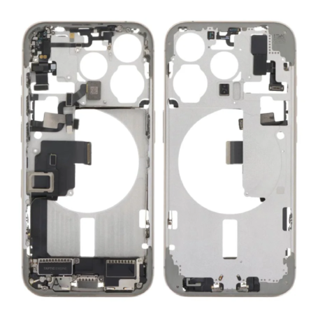 Natural Titanium iPhone 15 Pro Rear Chassis without rear glass (Original Dismantled) Grade A