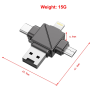 Card Adapter, Memory Reader - XSSIVE XSS-OT23 4-IN-1 USB/USB-C/Lightning Card Reader, wholesale price