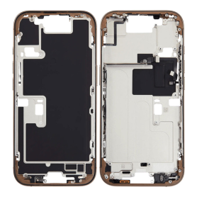 Replacement Frame - iPhone 16 Plus Rear Chassis without Rear Glass without Battery Titanium Sand eSIM US (Original Disassembled)