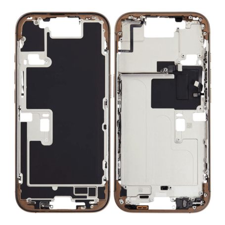 Replacement Frame - iPhone 16 Pro Rear Chassis without Rear Glass without Battery Titanium Sand (Original Disassembled) Grade A,