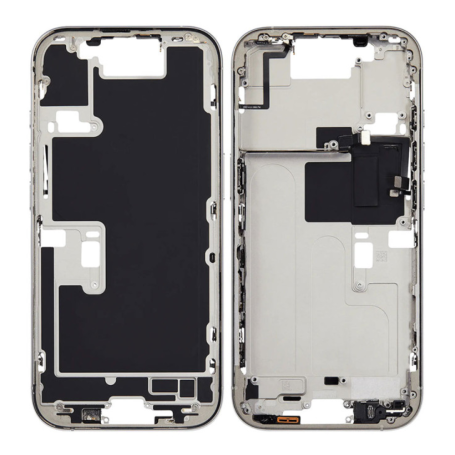 Structure, Carcasse - Châssis iPhone 16 Pro sans Vitre Arrière sans Batterie Titane Blanc (Original Demonté) Grade AB, prix de g
