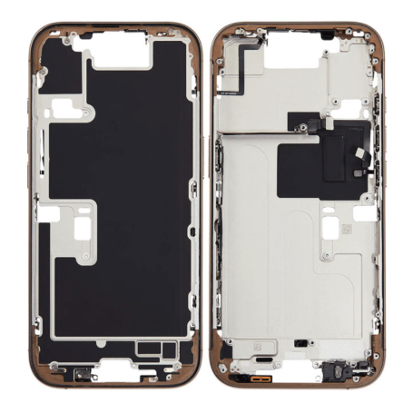 Cadre, Structure, Coque - Châssis iPhone 16 Pro Max sans Vitre Arrière sans Batterie Titane Sable eSIM US (Original Demonté) Gra
