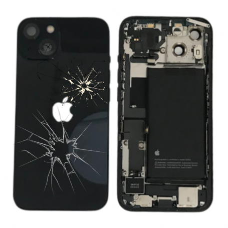 Parts, Components - iPhone 13 Black Complete Chassis - Charging Connector + Battery (Original Disassembled) Broken Rear Glass +