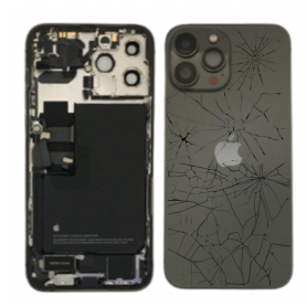 Back Cover - iPhone 13 Pro Max Graphite Complete Chassis - Charging Connector + Battery (Original Disassembled) Broken Rear Glas