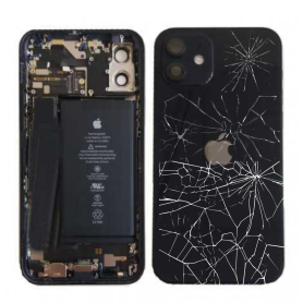 Smartphone Apple, Vitre arrière - Châssis Complet iPhone 12 Noir - Connecteur de Charge avec Batterie (Origine Demonté) Vitre Ar