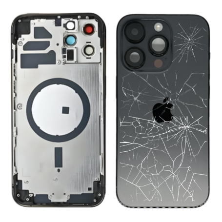 Châssis, Frame - Châssis Vide iPhone 14 Pro Noir (Origine Demonté) Vitre Arrière Cassé, prix de gros.