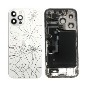 Replacement Parts - iPhone 14 Pro White Complete Chassis - Charging Connector + Battery (Original Disassembled) Broken Rear Glas