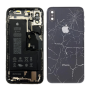 Chassis, Frame - iPhone XS Black Complete Chassis - Charging Connector + Battery (Original Disassembled) - Broken Rear Glass, wh