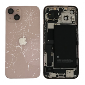 Back Glass, Rear Cover - iPhone 13 Pink Complete Frame - Charging Connector + Battery (Original Disassembled) Broken Rear Glass,