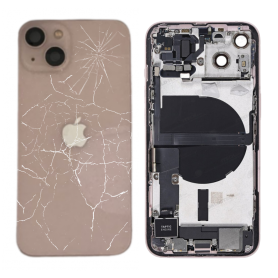 Back Cover, Rear Frame - iPhone 13 Pink Complete Frame - Charging Connector sans Battery (Original Disassembled) Broken Rear Gla