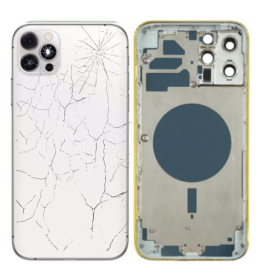 Back Cover, Replacement Part - Empty Frame iPhone 11 Pro White (Original Disassembled) - Broken Rear Glass + Broken Lens, wholes