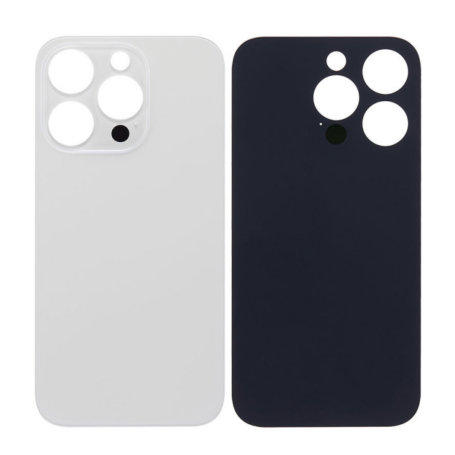 Vitre arrière, Dos - Vitre Arrière iPhone 14 Pro Max Titane Argent (Grand trou) Sans Logo, prix de gros.