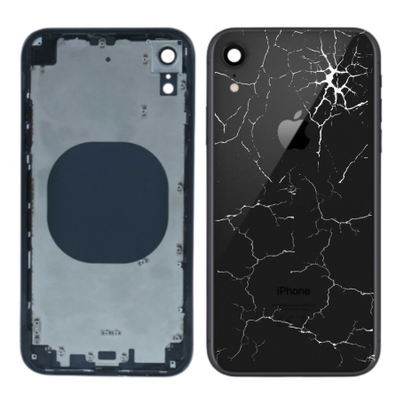Châssis, Cadre, Coque - Châssis Vide iPhone XR Noir (Origine Demonté) - Vitre Arrière Cassé, prix de gros.