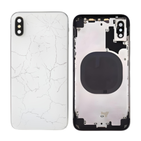 Back Glass, Rear Cover - Empty Frame iPhone XS Silver (Original Disassembled) - Broken Rear Glass + Broken Lens, wholesale price