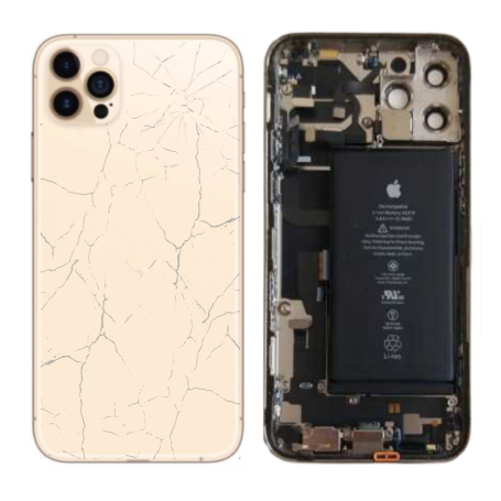 Châssis, Cadre - Châssis Complet iPhone 12 Pro Max Or - Connecteur de Charge + Batterie (Origine Demonté) - Cassé, prix de gros.