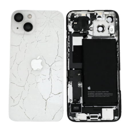 Back Cover, Housing - iPhone 13 White Complete Chassis - Charging Connector + Battery (Original Disassembled) - Broken, wholesal