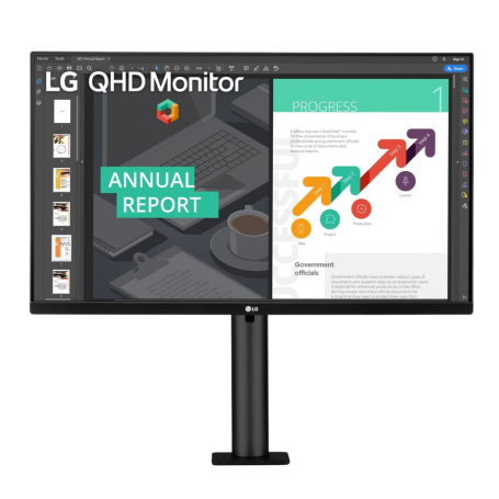 Display, Monitor - PC Monitor LG Ergo 27QN880-B 27QN880-B.AEU 27 QHD - IPS / HDR10 / FreeSync - Black - Used with Charger Cable,