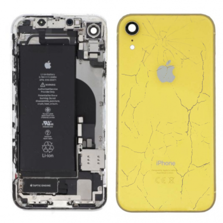 Châssis Complet iPhone XR Jaune - Connecteur de Charge + Batterie (Origine Demonté) - Cassé