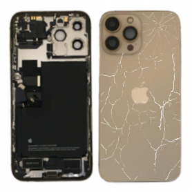 Back Glass, Rear Cover - Back Cover Housing iPhone 13 Pro Max Gold - Charging Connector + Battery (Original Dismantled) - Broken