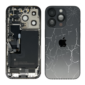Pièce détachée iPhone, Composant Apple - Châssis Complet iPhone 14 Pro Noir - Connecteur de Charge + Batterie (Origine Demonté) 