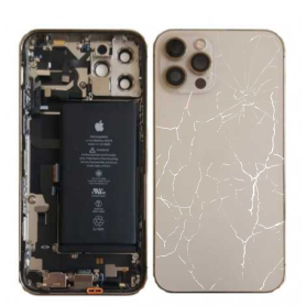 Rear Cover, Back Glass - Back Cover Housing iPhone 12 Pro Gold - Charging Connector + Battery (Original Disassembled) - Cassé, w