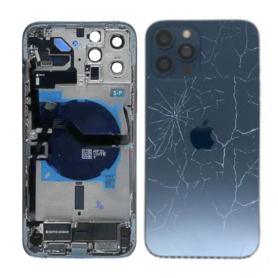 Châssis, Cadre - Châssis Vide iPhone 12 Pro Max Bleu (Origine Demonté) - Vitre Arrière Cassé, prix de gros.