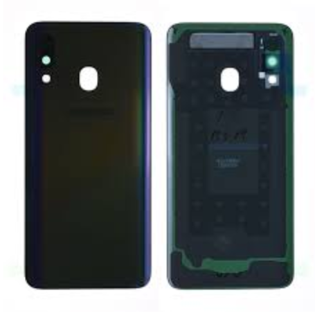 Dos, Couvercle - Vitre arrière Samsung Galaxy A40 (A405F) Sans Contour lentille Noir (Original Démonté) -Grade AB, prix de gros.