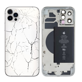 Réparation, Carcasse - Châssis Complet iPhone 12 Pro Blanc - sans Connecteur de Charge + Batterie (Origine Demonté) - Cassé, pri